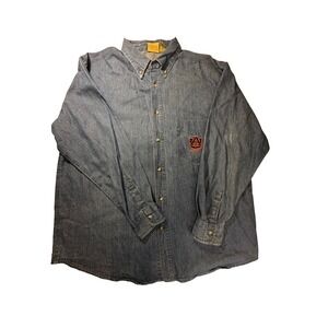 Red Oak Mens Auburn Denim Button Down Shirt XL Blue Cotton Long Sleeve